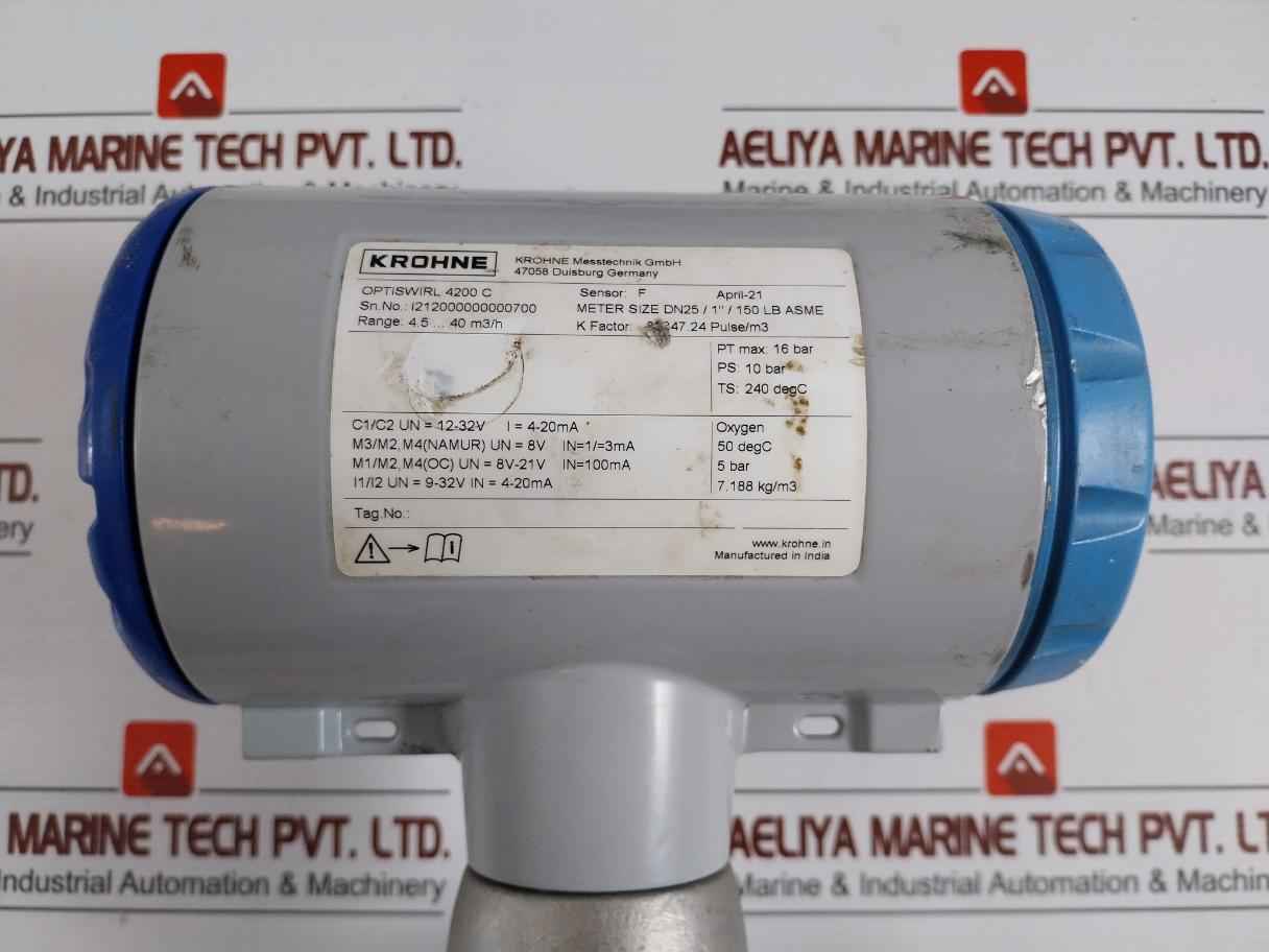 Krohne Optiswirl 4200 C Vortex Flowmeter W/ Integrated Temperature Sensor 10Bar