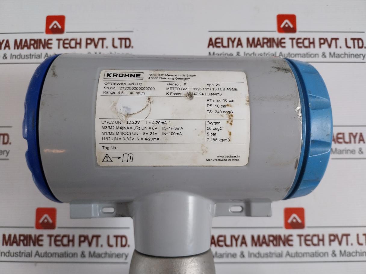 Krohne Optiswirl 4200 C Vortex Flowmeter W/ Integrated Temperature Sensor 10Bar