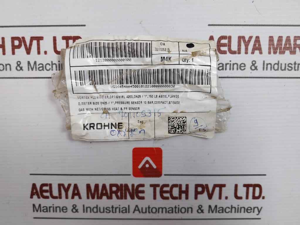 Krohne Optiswirl 4200 C Vortex Flowmeter W/ Integrated Temperature Sensor 10Bar