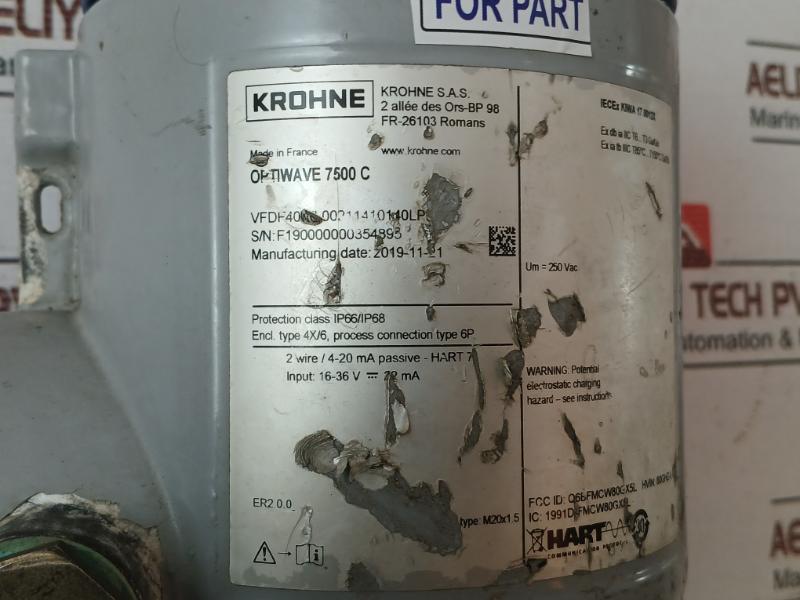 Krohne Optiwave 7500 C Radar Level Transmitter 250Vac 4-20Ma