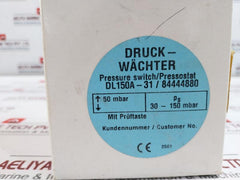 Krom Schroder Dl150A-31/84444880 Pressure Switch For Air, 30-150Mbar