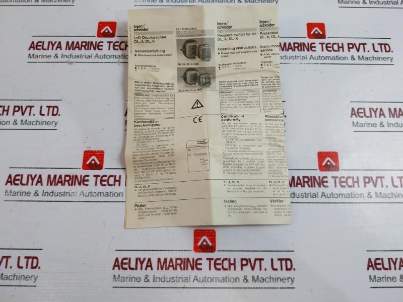 Krom Schroder Dl150A-31/84444880 Pressure Switch For Air, 30-150Mbar