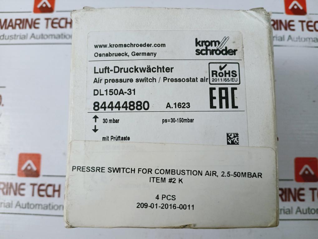Krom Schroder Dl150A-31 Air Pressure Switch 250Vac 5A Ip54 -20/+80°C