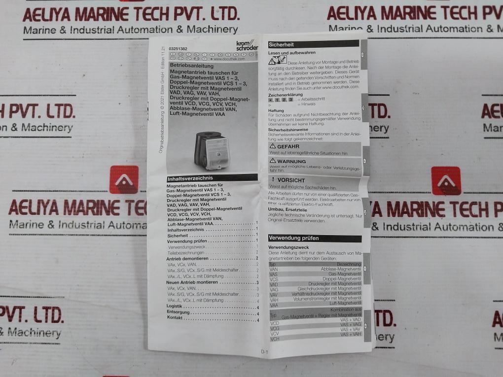 Krom Schroder Va1..Ws/B Actuator 74923336 230Vac 50/60Hz