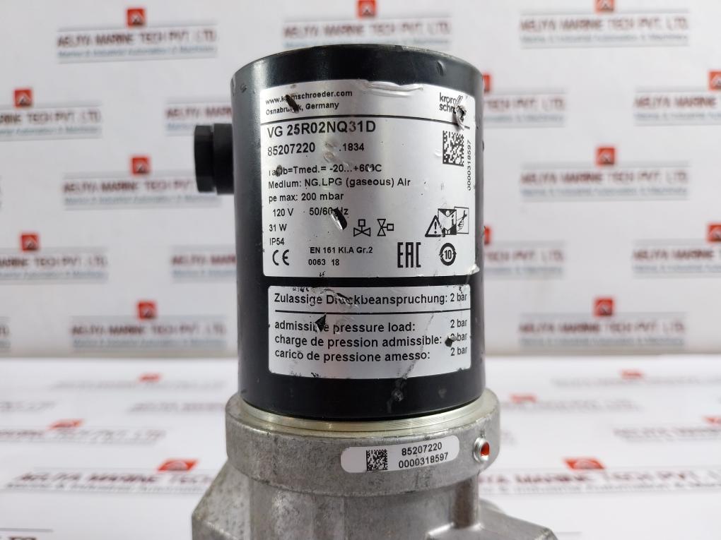 Krom Schroder Vg 25R02Nq31D Gas Solenoid Valve 120V 50/60Hz 31W Ip54