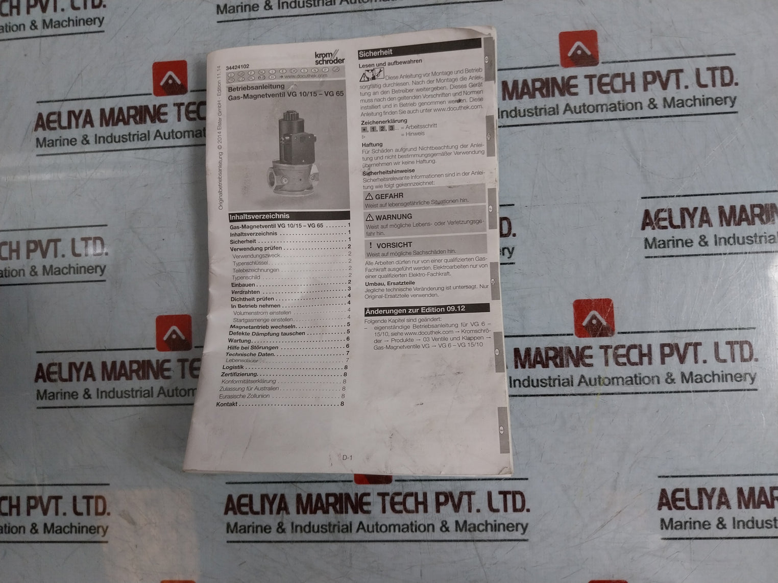 KROM SCHRODER VG 25R02NQ31D Gas Solenoid Valve 120V 50/60HZ 31W 85207220