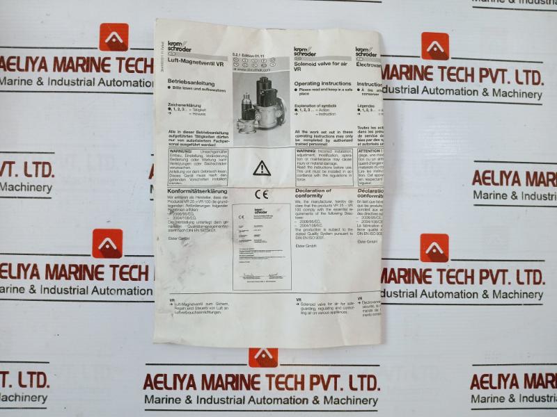 Krom Schroder VR 25R01NT61D Air Solenoid Valve 85279059 150 MBAR IP54 KS85279059