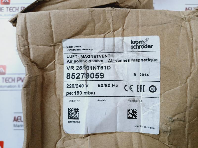 Krom Schroder VR 25R01NT61D Air Solenoid Valve 85279059 150 MBAR IP54 KS85279059