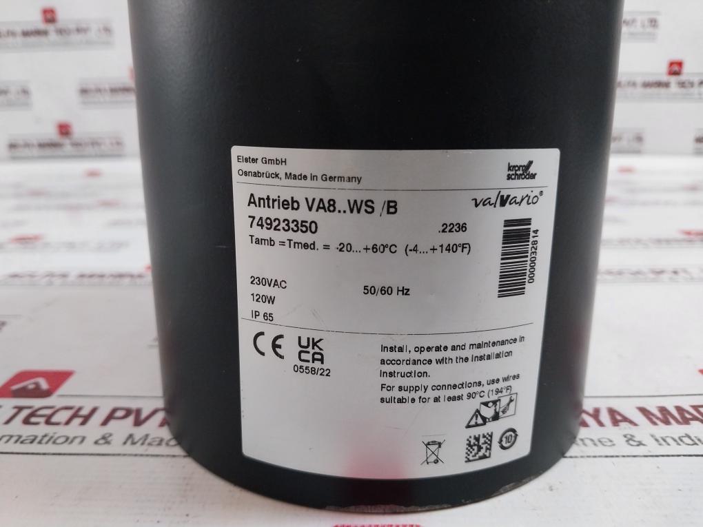 Kromschroder 74923350 Va Series Actuator Va8..ws /b 230vac 50/60hz