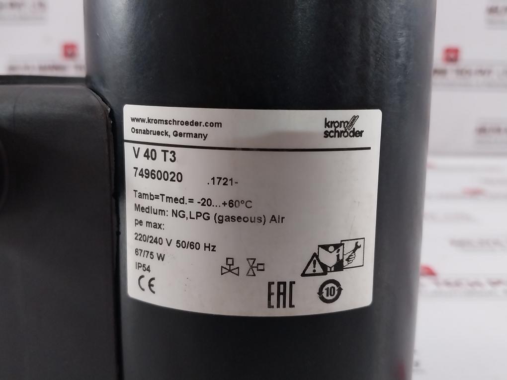 Kromschroder V 40 T3 Gas Solenoid Valve 220/240V 50/60Hz Ks74960020