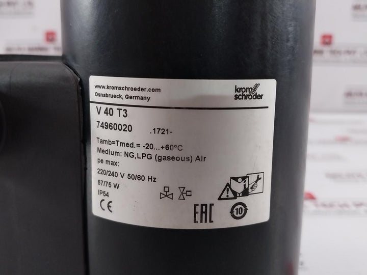 Kromschroder V 40 T3 Gas Solenoid Valve 220/240V 50/60Hz Ks74960020