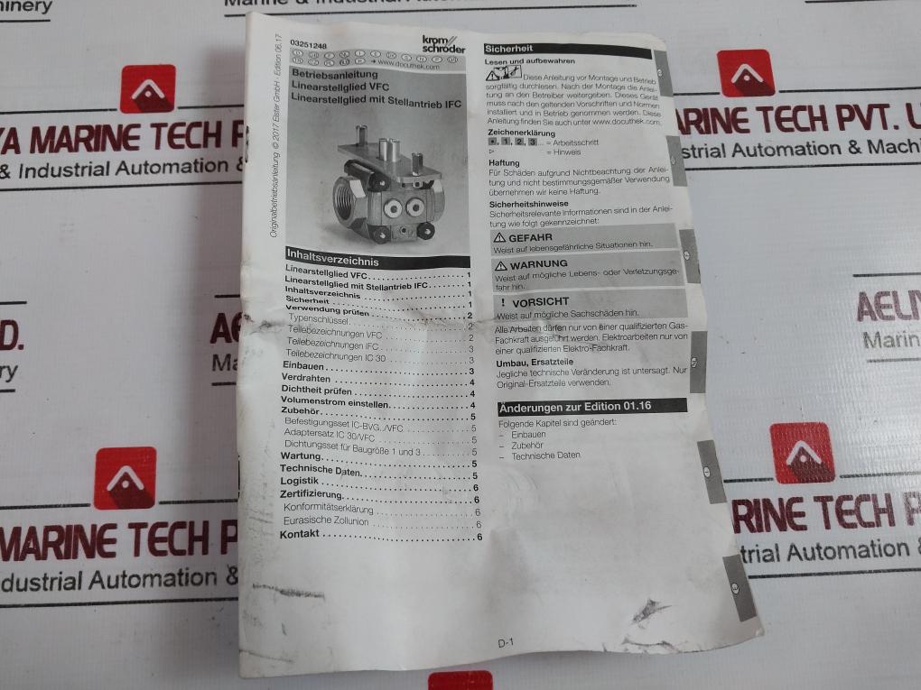 Kromschroder Vfc340/40R05-40Pppp Linear Flow Control 88302511