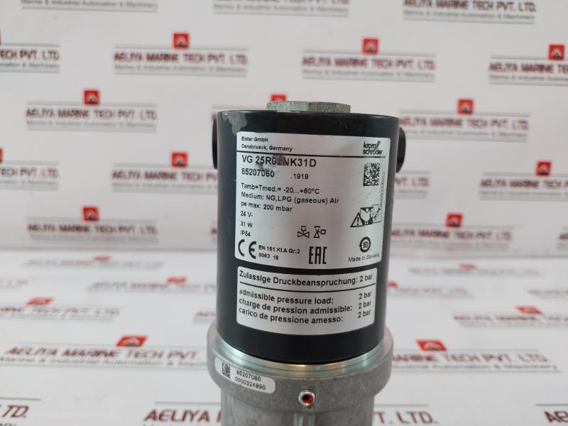 Kromschroder Vg 25R02Nk31D Gas Solenoid Valve 85207060 Ip54 200 Mbar 24V 31W