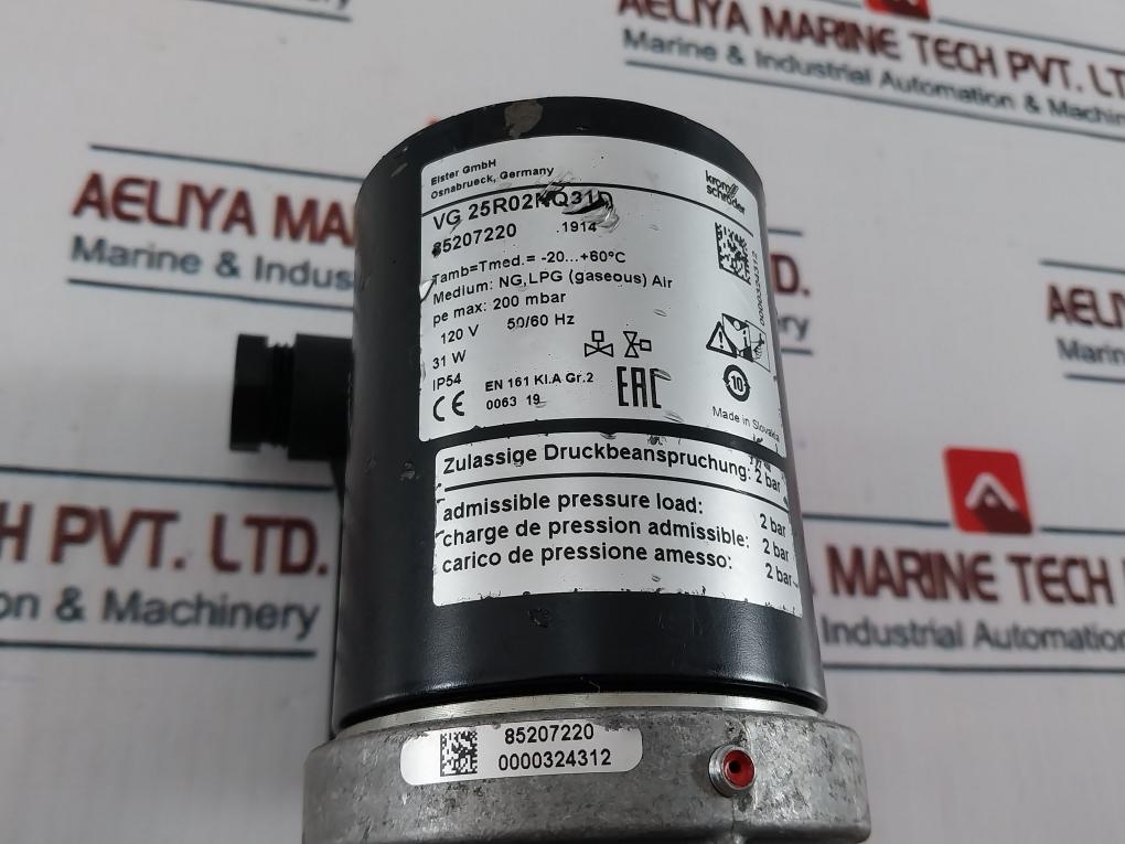 Kromschroder VG 25R02NQ31D Gas Solenoid Valve 200 MBAR 120V 50/60 HZ 85207220