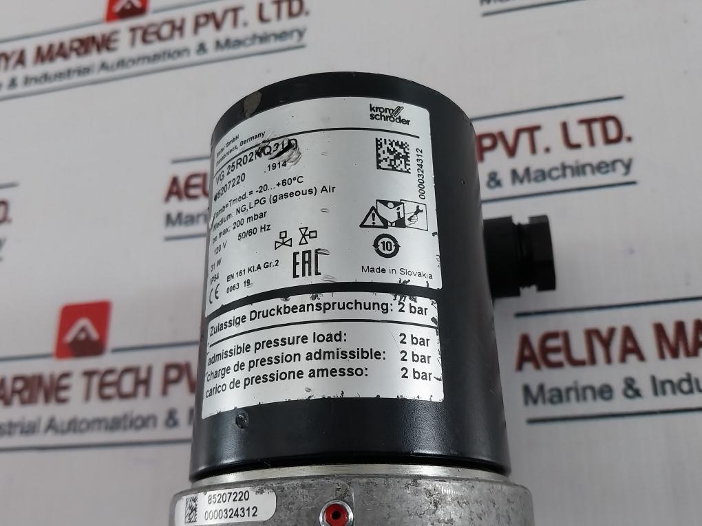 Kromschroder VG 25R02NQ31D Gas Solenoid Valve 200 MBAR 120V 50/60 HZ 85207220