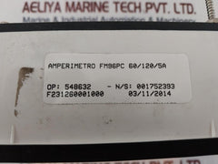 Kron 60/5A Ammeter Fm96Pc 0-60/120A