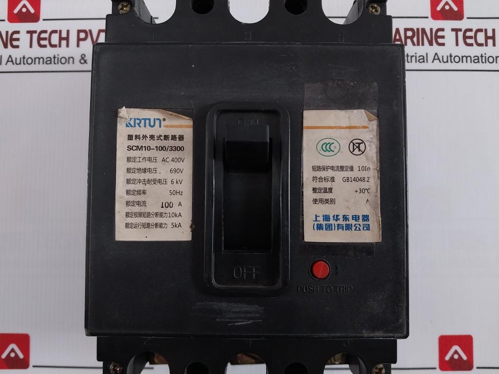 Krtun Scm10-100/3300 Plastic Case Circuit Breaker Ac 400V 50Hz 100 A