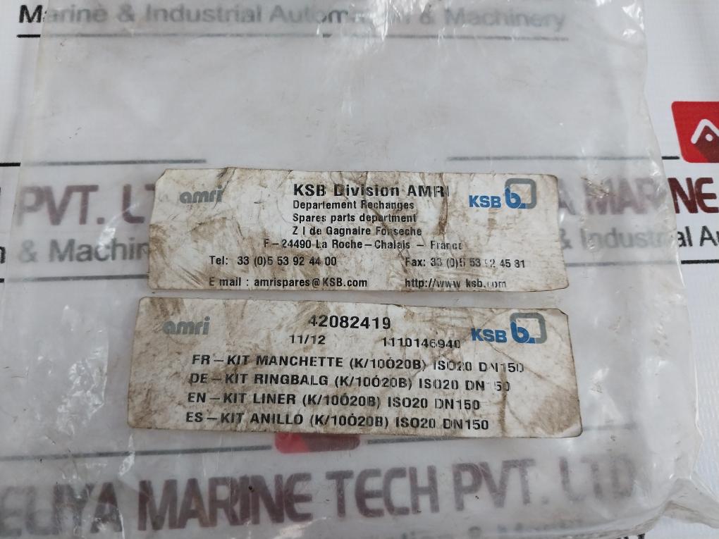Ksb Division Amri Dn150 Pn16 Liner & Gasket Kit 42082419