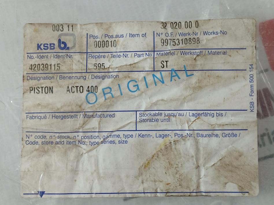 Ksb 42039115 Piston Acto 400