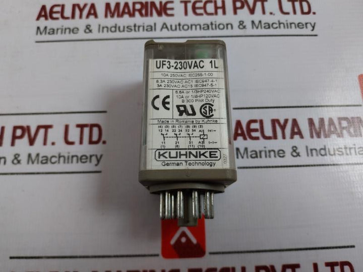 Kuhnke Uf3-230vac 1l Relay With Socket 10a 250vac 8.3a 230vac Ac1 Pilot Duty