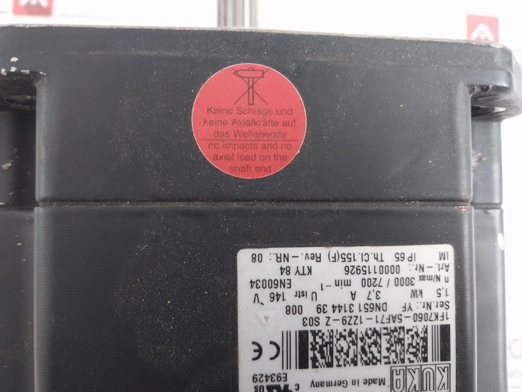 Kuka 1FK7060-5AF71-1ZZ9-Z S03 Servo Motor 0000115926 1,5 KW 3,7 A 146 V