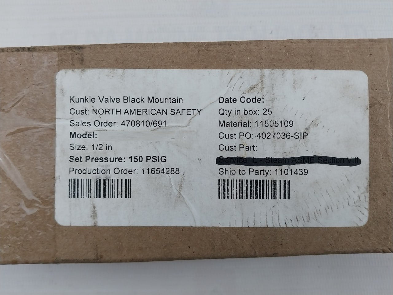Kunkle 6010Dcm01Akm Safety Relief Valve 150Psig A012A B283 C485