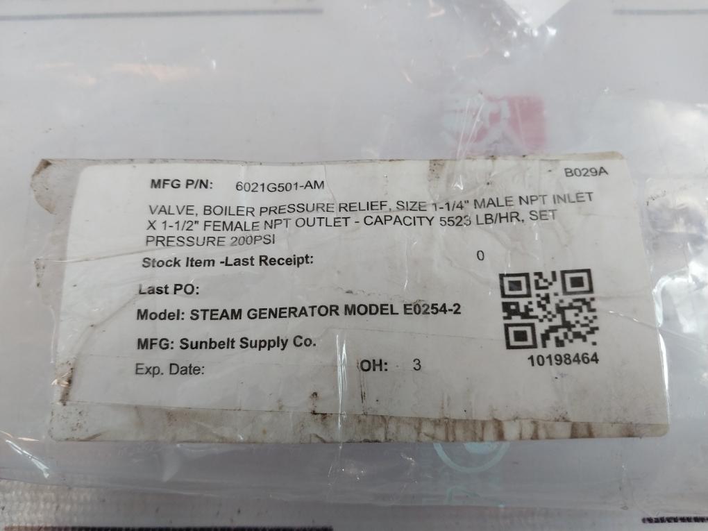 Kunkle 6021gft01-am Boiler Pressure Relief Valve 200 Psi