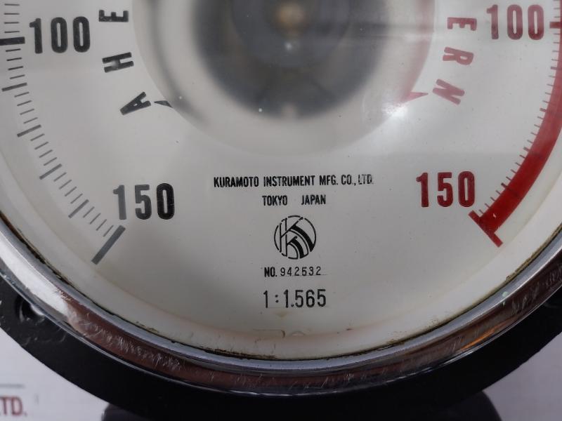 Kuramoto Instrument 942532 Tachometer 1:1.565 150-0-150 Rpm