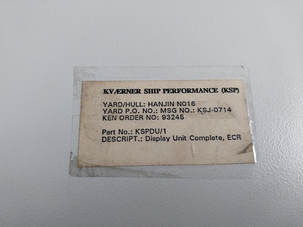 Kvaerner Kdu-100 Performance Monitoring Display Unit Kpm/Kdu-100B