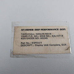 Kvaerner Kdu-100 Performance Monitoring Display Unit Kpm/Kdu-100B