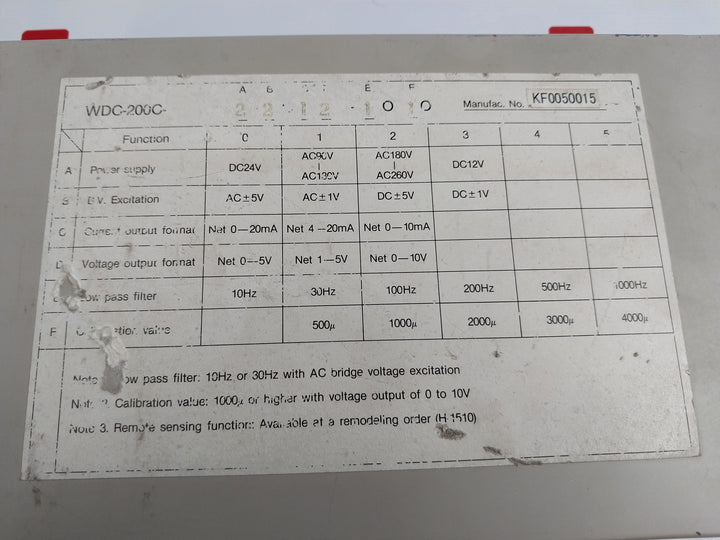 Kyowa WDC-200C Instrumentation Conditioner 200vac