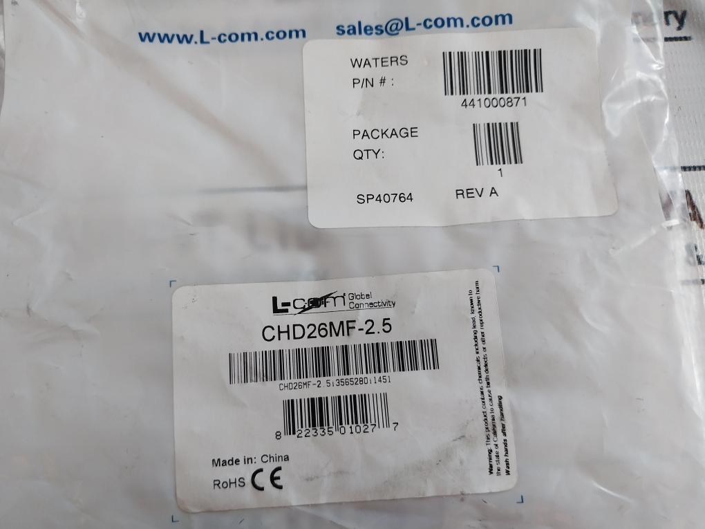 L-com/ Waters 441000871/Chd26Mf-2.5 D-type Molded External Cable Rev: A