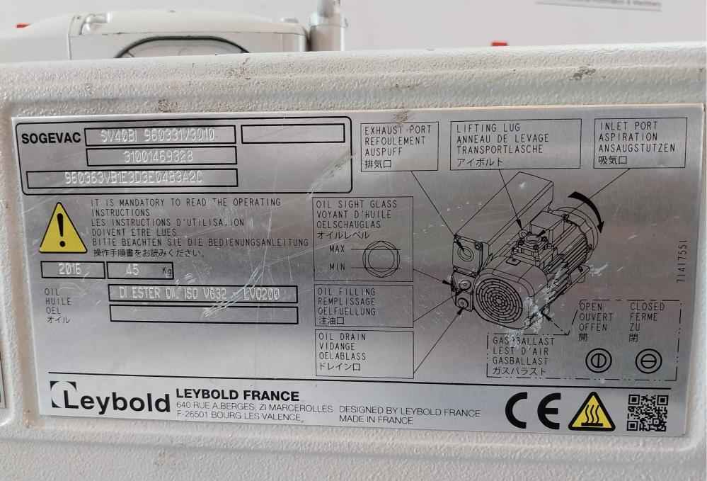 LEYBOLD SV 40/65 BIFC Vacuum Pump V1.40 1000 MBAR 200-240V 50/60 Hz