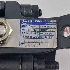 L&T L7Rbtc Bore Ball Valve Dn25 Class 800