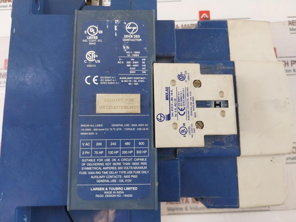 L & T MNX 265 Power Contactor