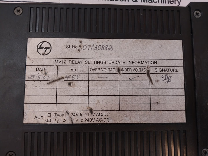 L&T Mv12 Over/Under Voltage Relay 95-240V Ac/Dc