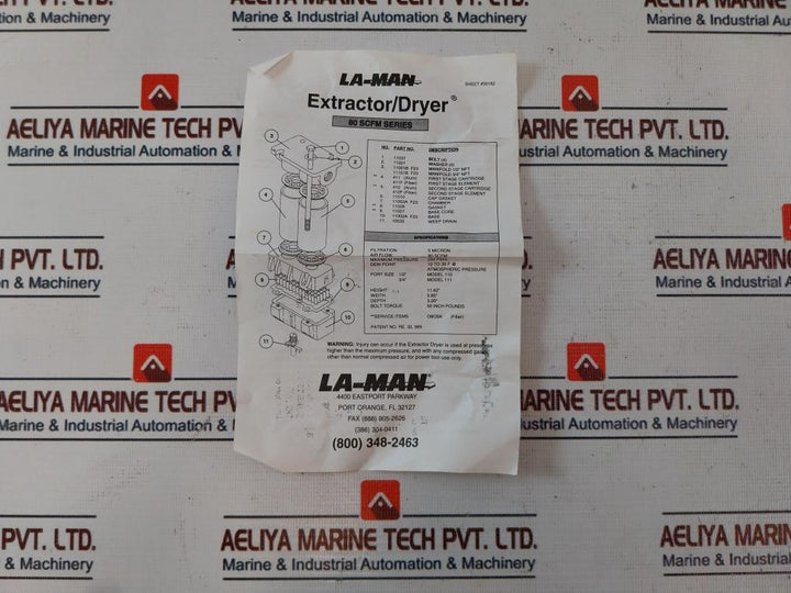 La-man 080Ska Extractor Dryer Service Kit 800-348-2463