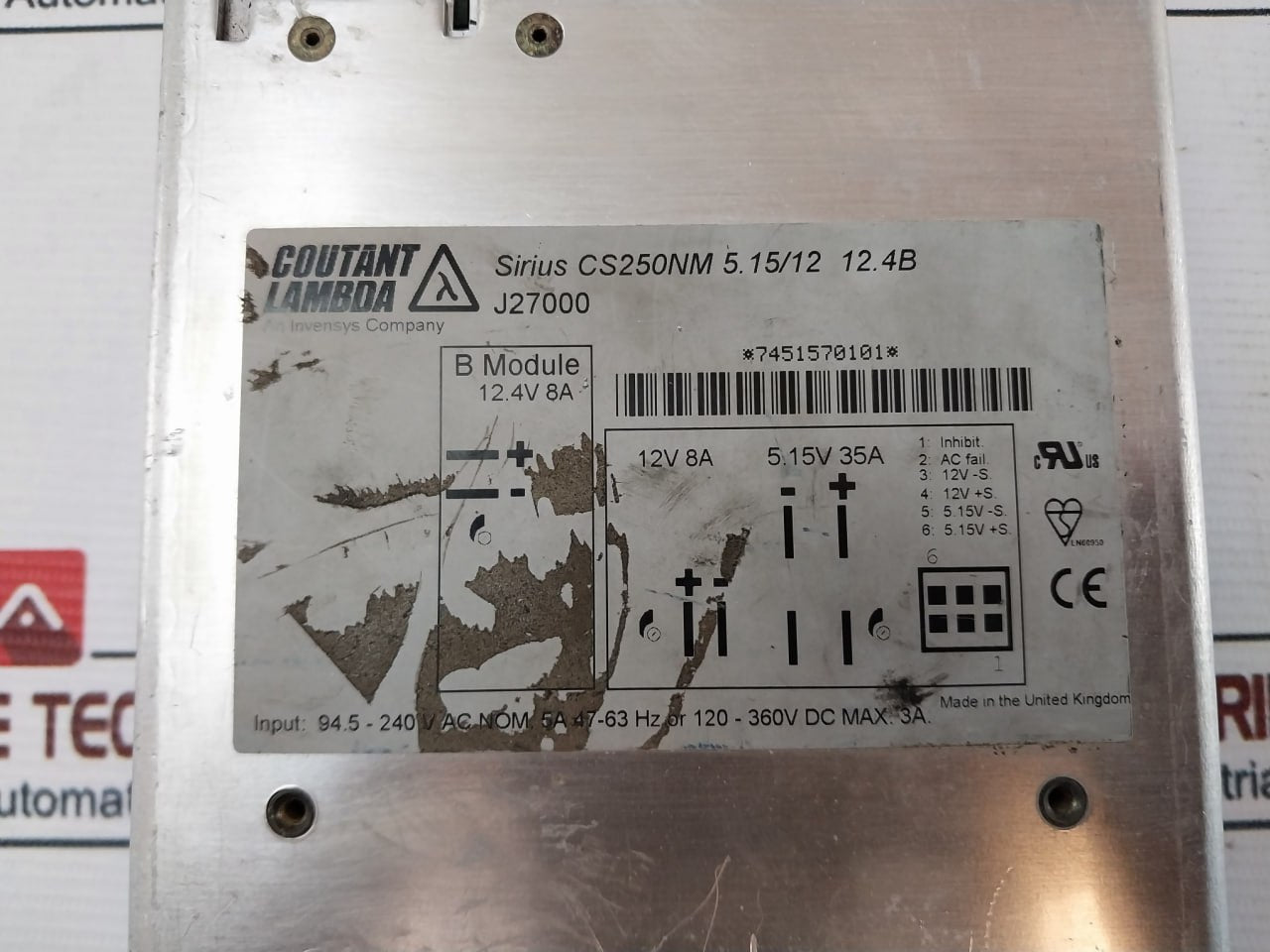 Coutant Lambda Sirius Cs250Nm 5.15/12 12.4B Power Supply 94.5-240V
