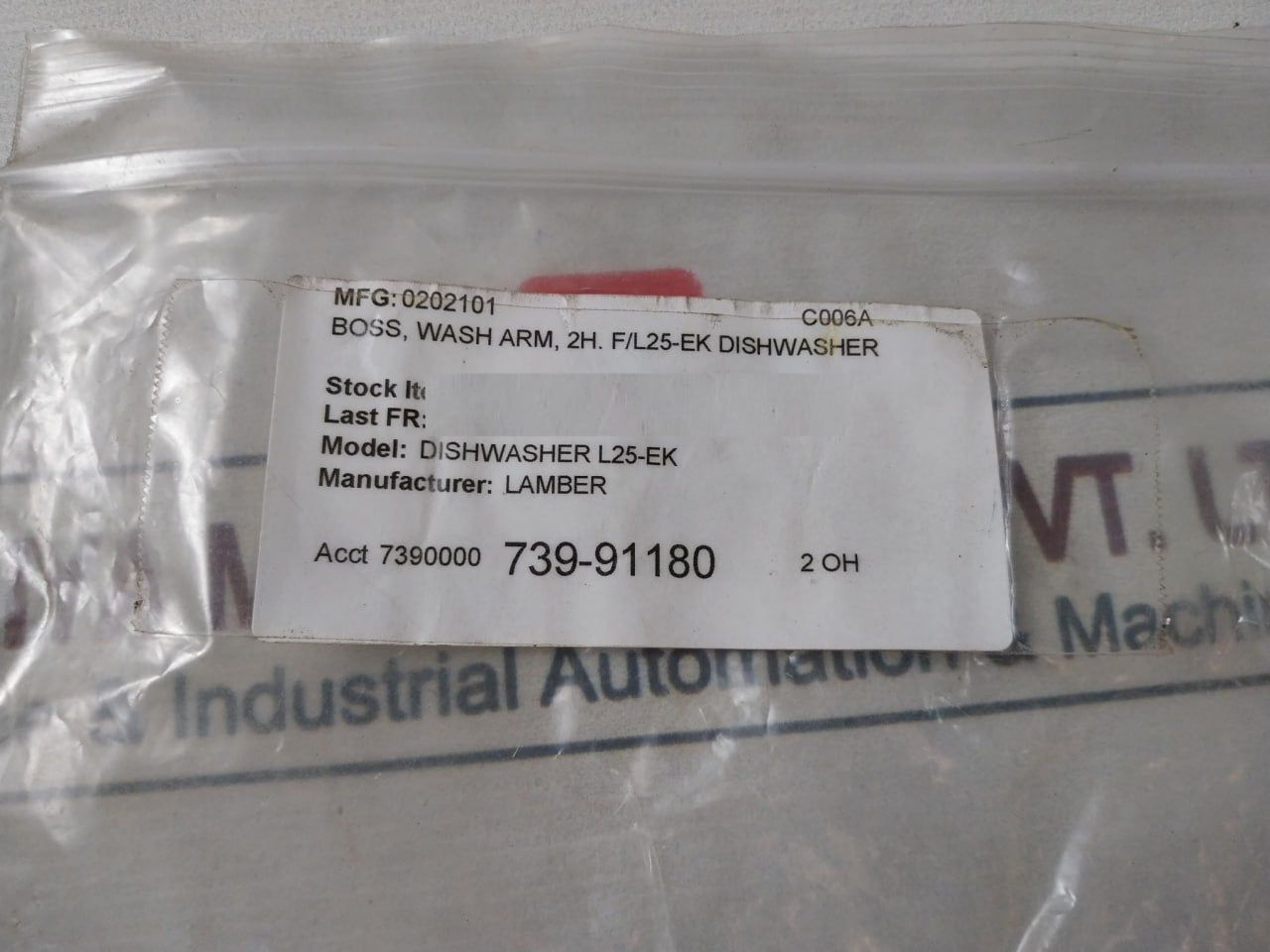 Lamber 0202101 Wash Arm Boss Dishwasher 2H. F/L25-ek