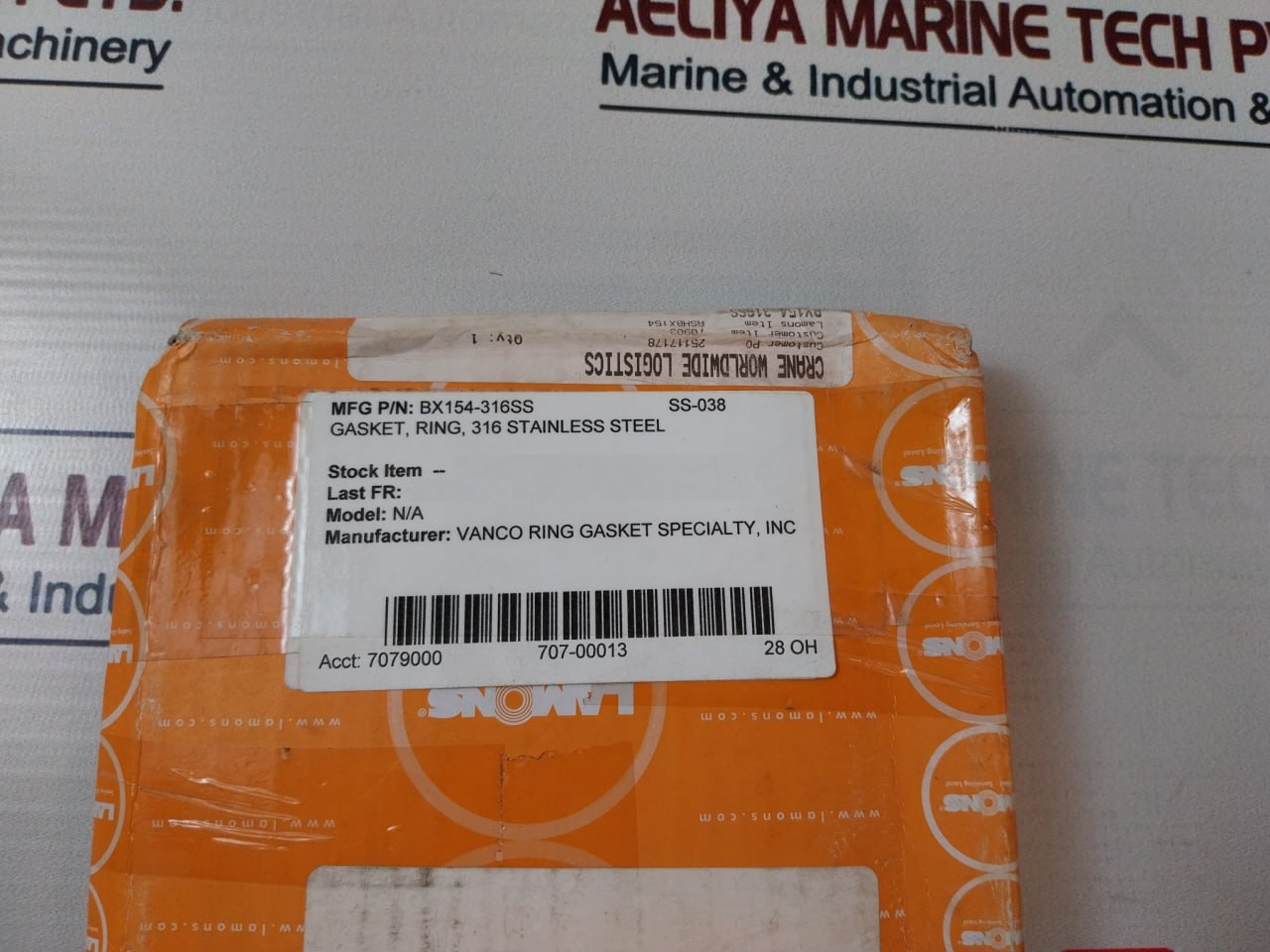 Lamons Bx154 316Ss Ring Gasket Ashbx154 7079000 707-00013 28 Oh