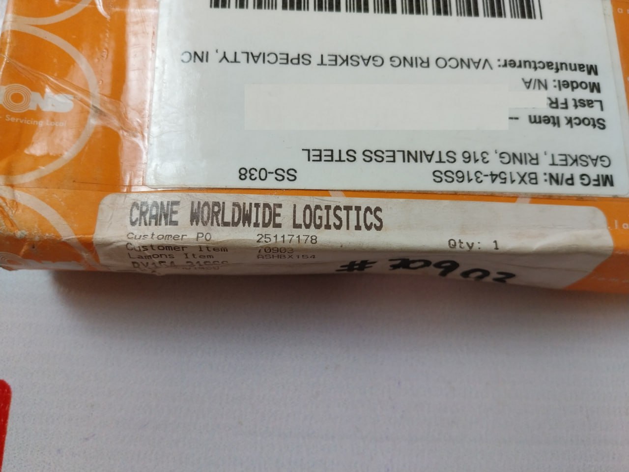 Lamons Bx154-316Ss Ring Gasket Ashbx154