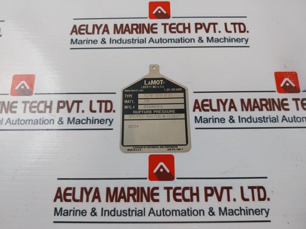 Lamot 11/16” Std (Fs) Rupture Disc 1500Psi