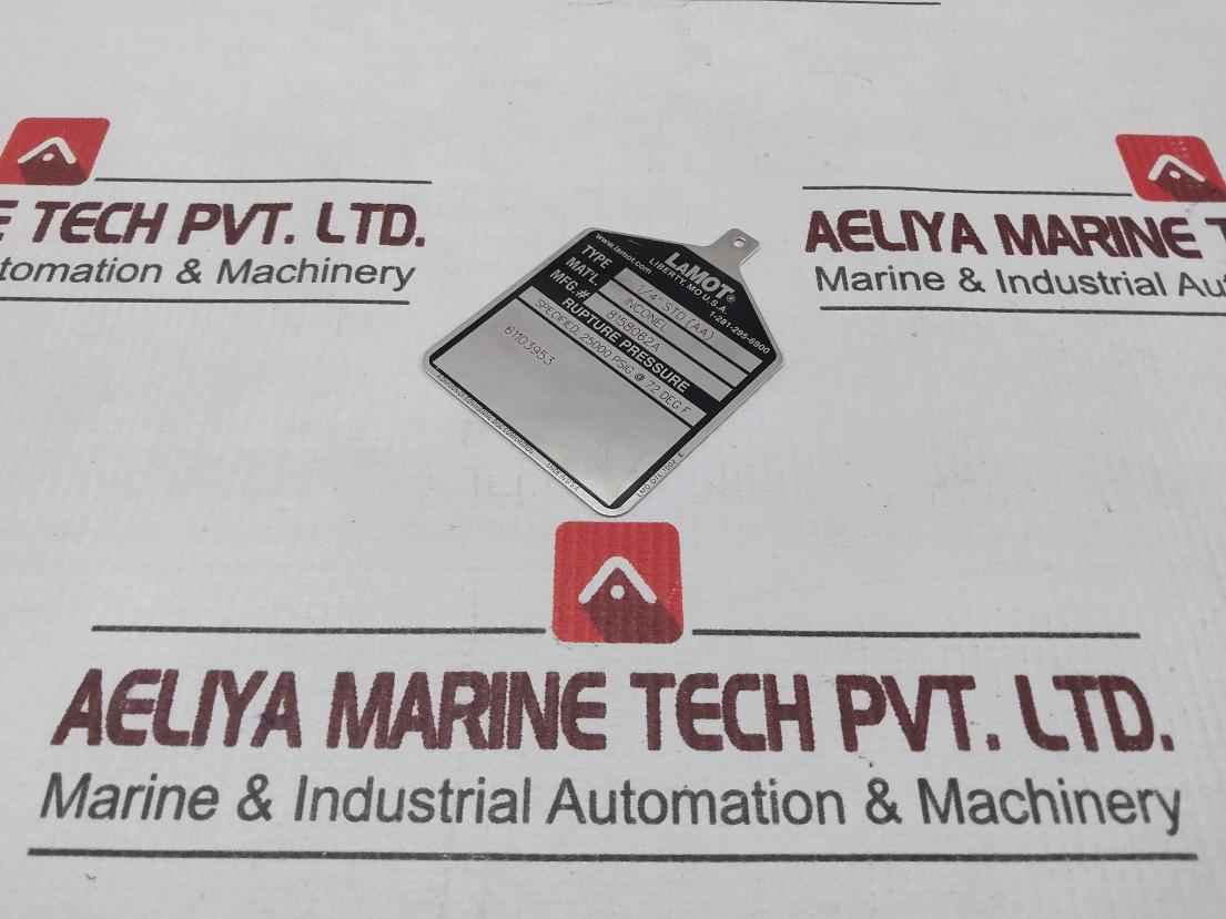 Lamot 1/4” Std (Aa) Rupture Pressure Disc 25000 Psig At 72 Deg F