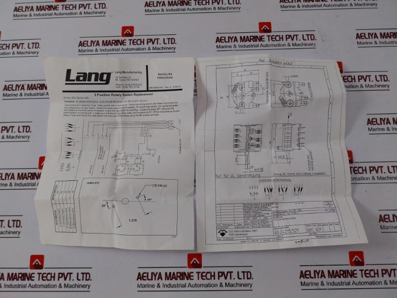 Lang Ps-60101-w3 3-position Rotary Switch Replacement Kit Rev A