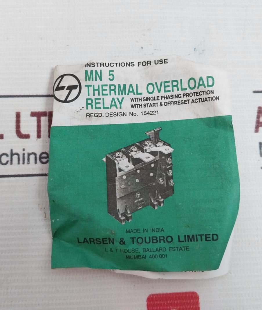 Larsen & Toubro Mn5 Thermal Overload Relay 500V 50Hz 2A. Ac-11