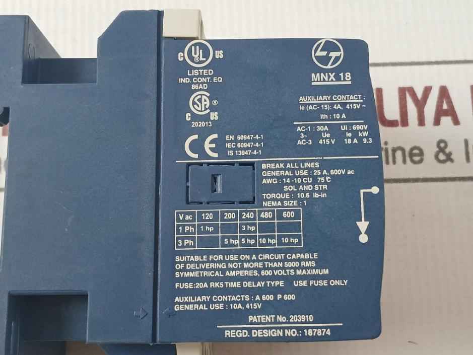 Larsen & Toubro Mnx 18 M-line Switchgear 3 Pole Power Contactor