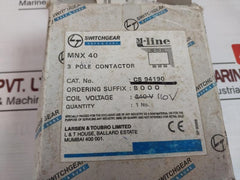 Larsen & Toubro Mnx 40 Switchgear 3 Pole Power Contactor 110V 50Hz 11.5 Lb-in