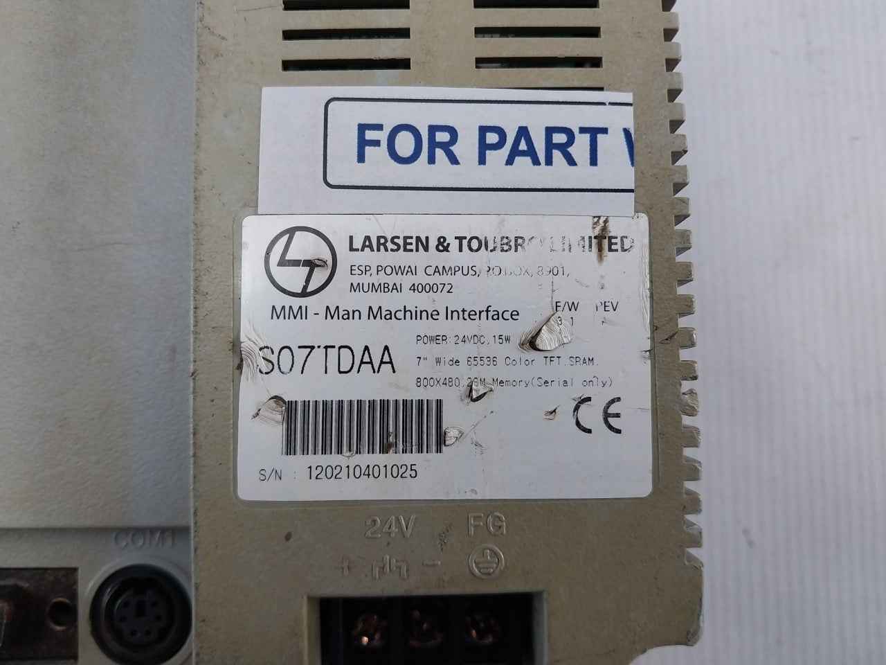 Larsen & Toubro S07Tdaa Ln Touch Hmi-human Machine Interface 24Vdc (Not Working)