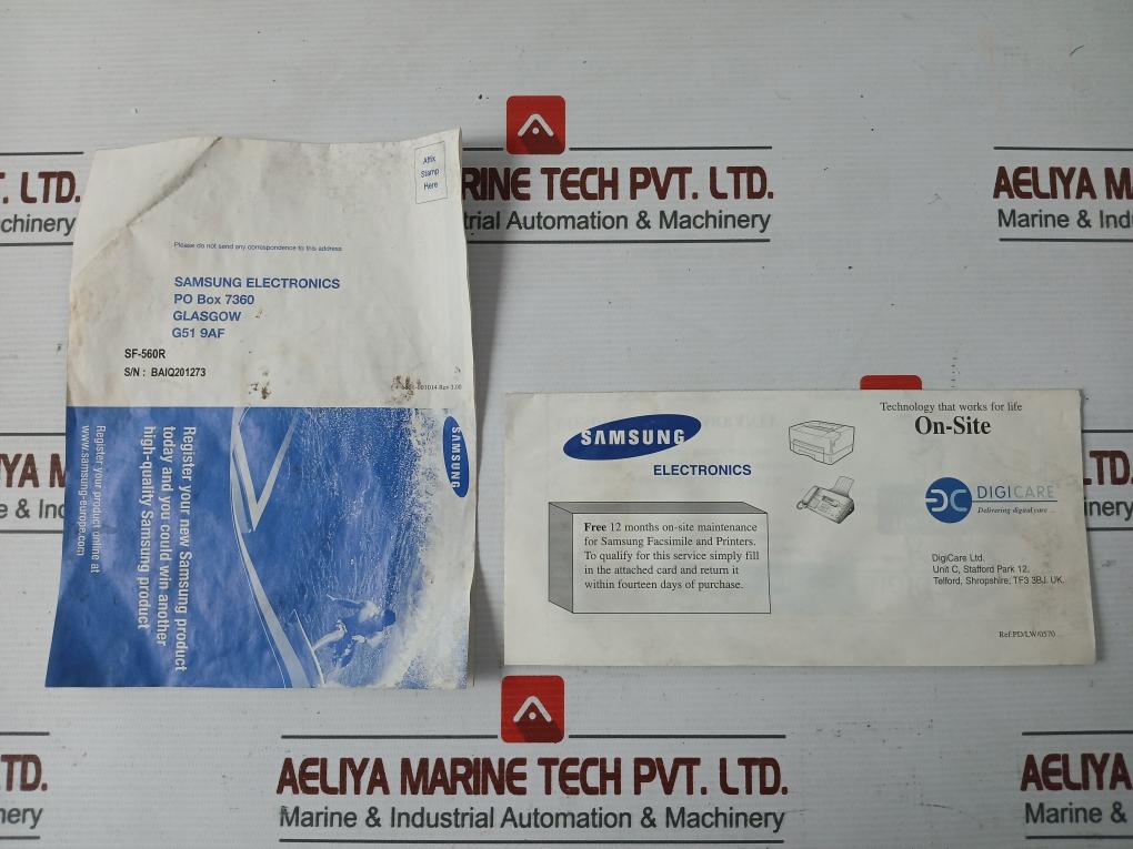 Laser Printer New Condition Part No: Sf-560R Samsung 50/60Hz Volts - Ac 220-240V Rev 00