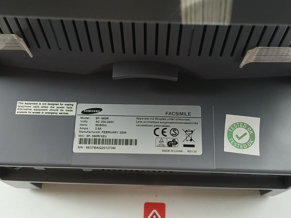 Laser Printer New Condition Part No: Sf-560R Samsung 50/60Hz Volts - Ac 220-240V Rev 00